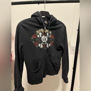 Julius & Frank skull and roses black zipped hoodie